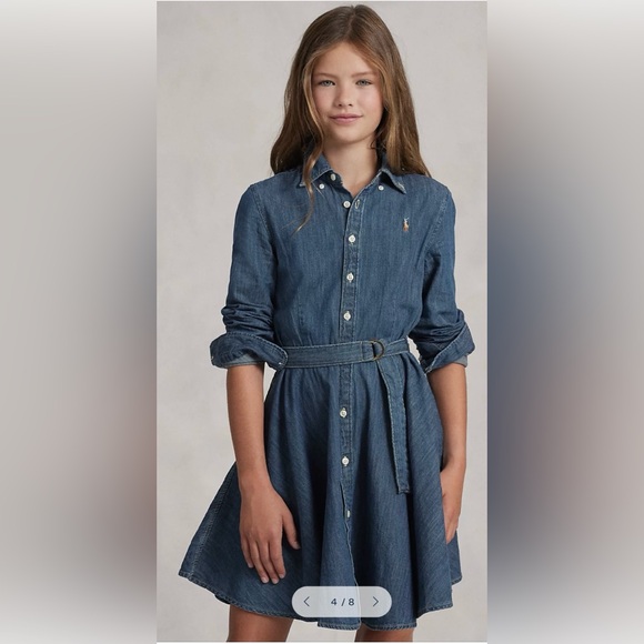 Belted Cotton Denim Shirtdress RALPH LAUREN for girls - Picture 7 of 10